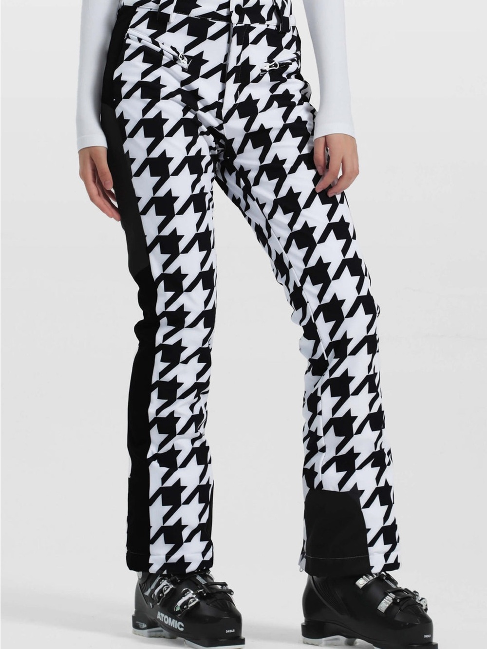 Black & White Houndstooth Boot-Cut Ski Pants